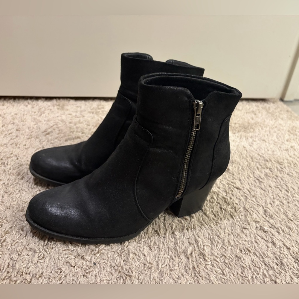 Legacy Black Suede Ankle Booties with Side Zip